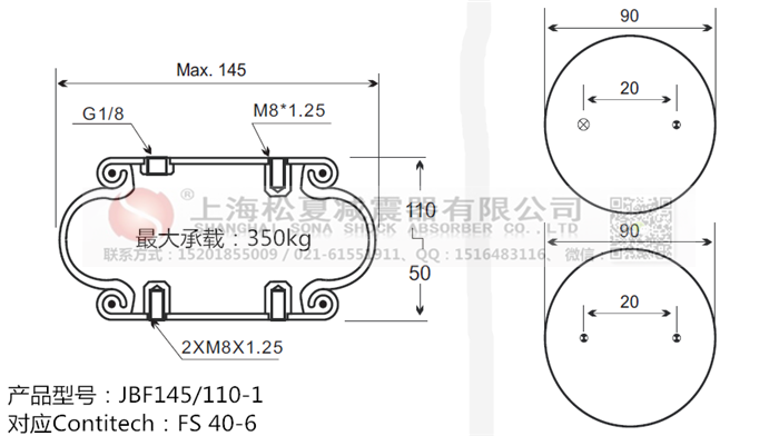 JBF145/110-1橡膠<a href='http://www.tsbbyy.cn/' target='_blank'><u>空氣彈簧</u></a>