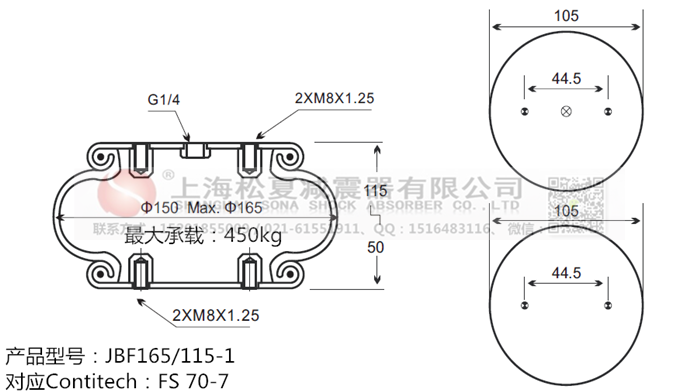 JBF165/115-1橡膠<a href='http://www.tsbbyy.cn/' target='_blank'><u>空氣彈簧</u></a>