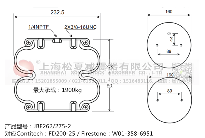 JBF262/275-2橡膠<a href='http://www.tsbbyy.cn/' target='_blank'><u>空氣彈簧</u></a>