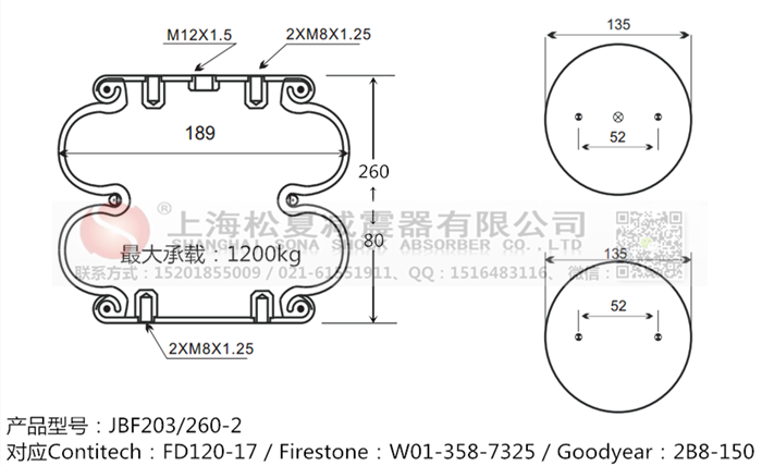 JBF203/260-2橡膠<a href='http://www.tsbbyy.cn/' target='_blank'><u>空氣彈簧</u></a>
