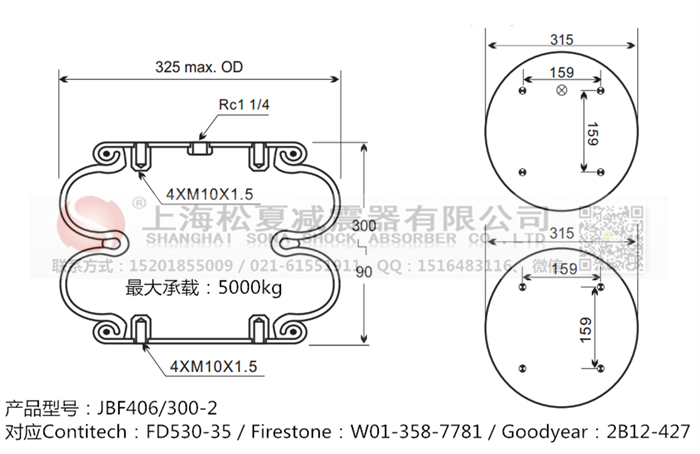 JBF406/300-2橡膠<a href='http://www.tsbbyy.cn/' target='_blank'><u>空氣彈簧</u></a>